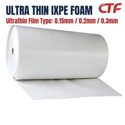 رول فوم نازک IXPE 0.15mm 0.2mm 0.3mm ورق عایق ضد آب با پشتوانه لاستیک برای استفاده از نوارها و صنعت الکترونیک
