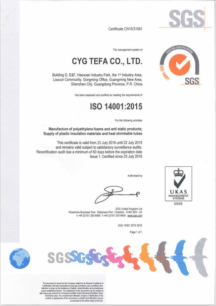 چین Cyg Tefa Co., Ltd. گواهینامه ها